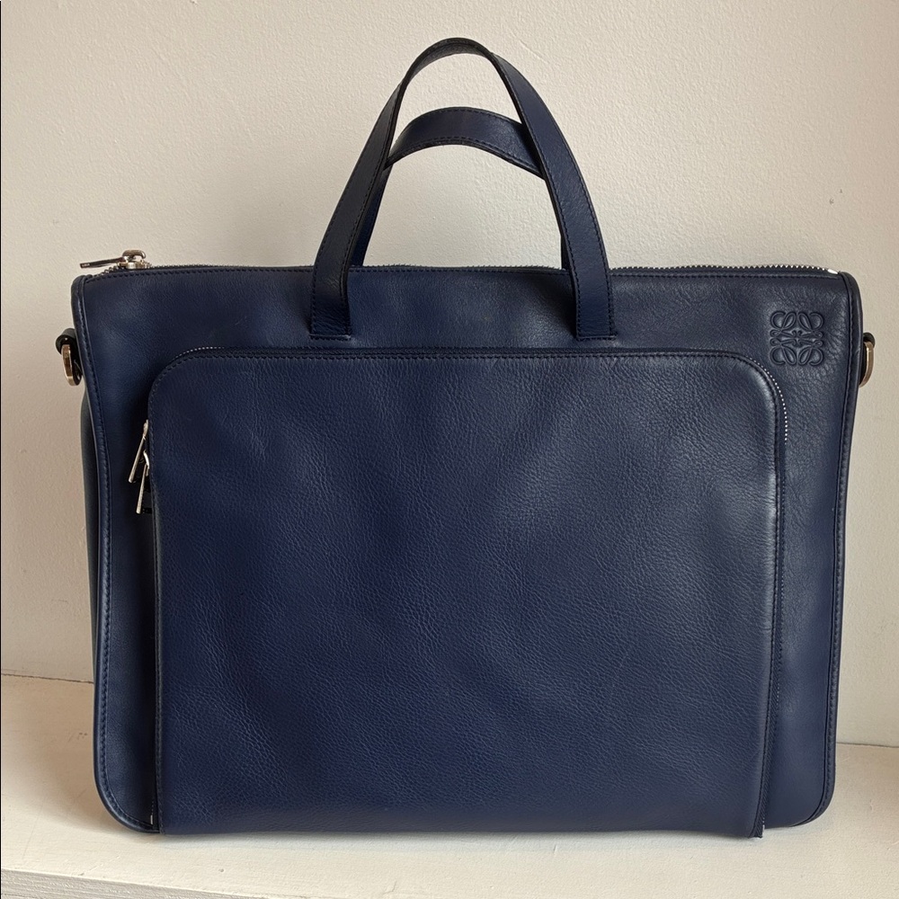 Loewe Dark Blue Leather Briefcase